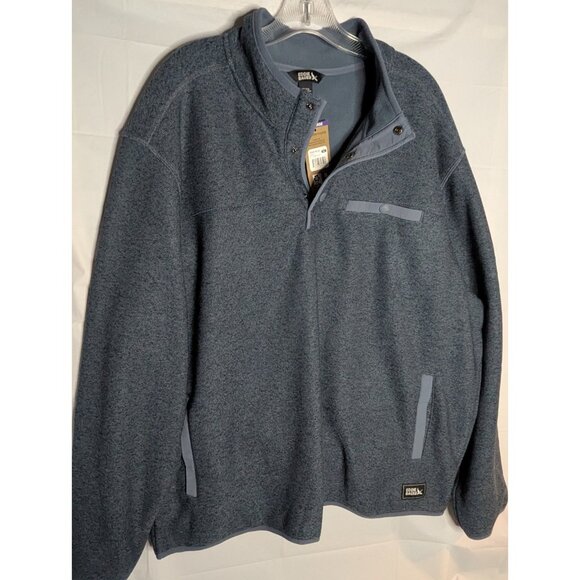 NWT Eddie Bauer Men's Blue 1/4 Snap Pullover Sweater Fleece Sz XXL Pockets - Picture 2 of 9